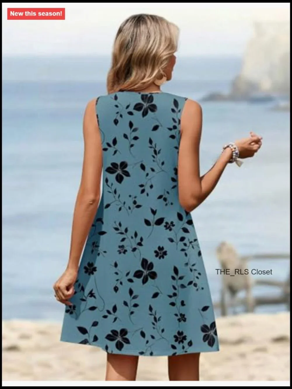 Sleeveless V-Neck Pleated Tank Dress with Pockets - Picture 5 of 7